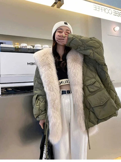 Oversized Fluffy Faux Fur Winter Duck Down Jacket