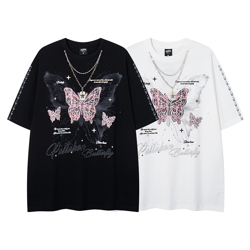 Overlapping Butterfly Print Short Sleeve T-Shirt for Men and Women
