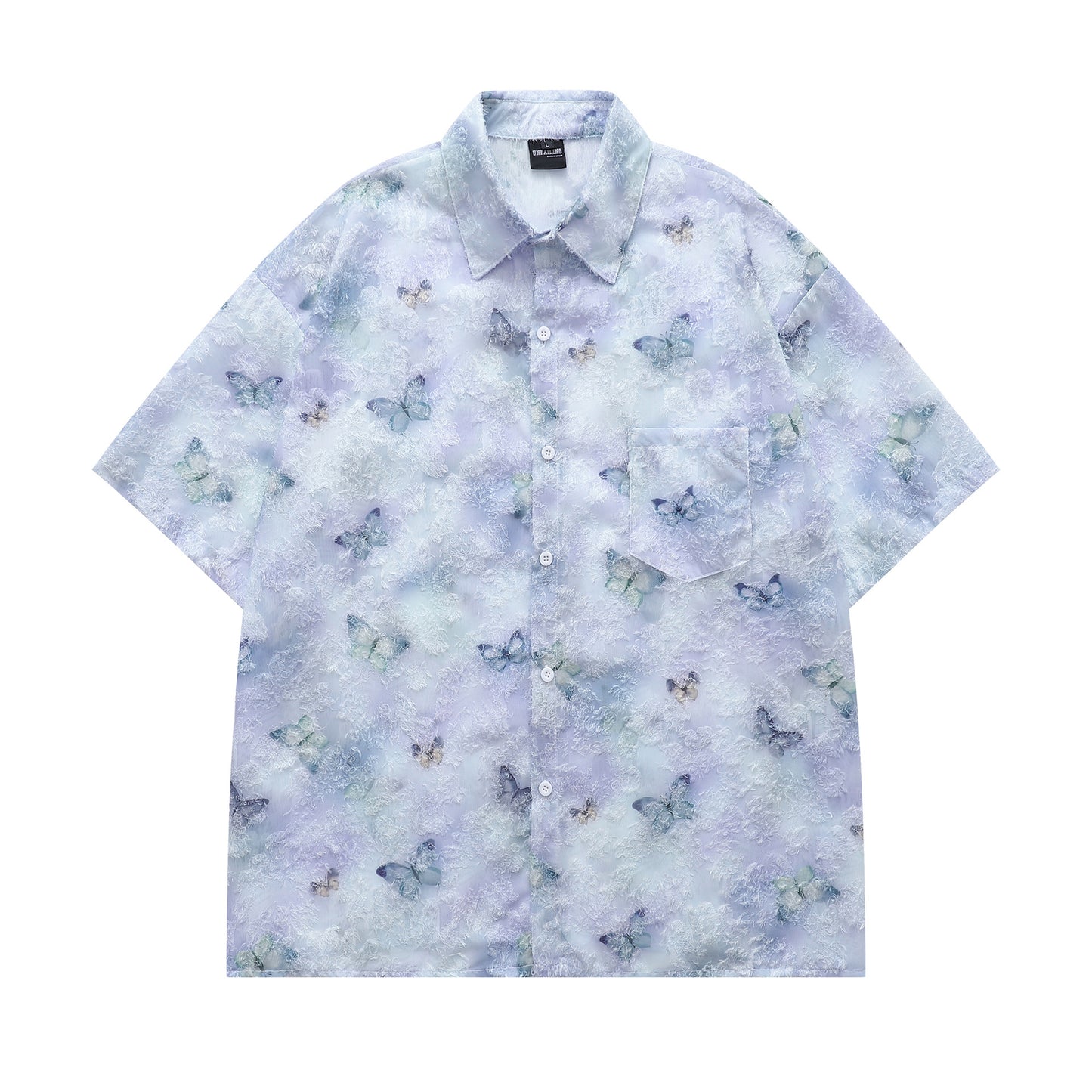 Retro Butterfly Jacquard Short Sleeve Shirt