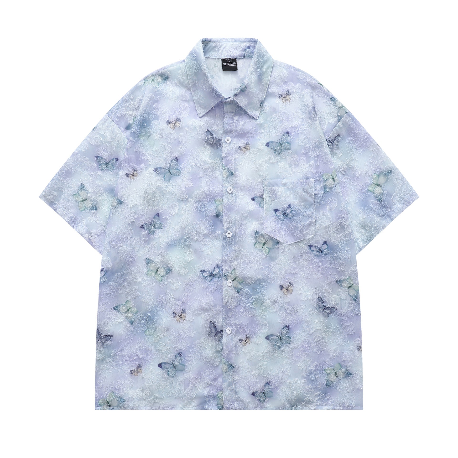 Retro Butterfly Jacquard Short Sleeve Shirt