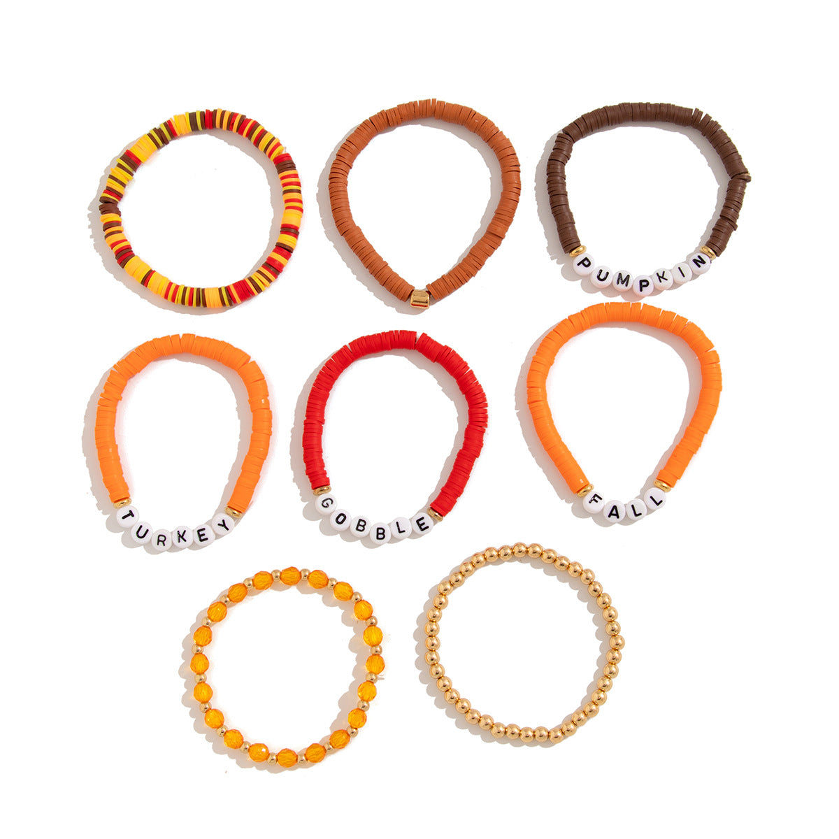 Playful Thanksgiving Letter Bracelet Set