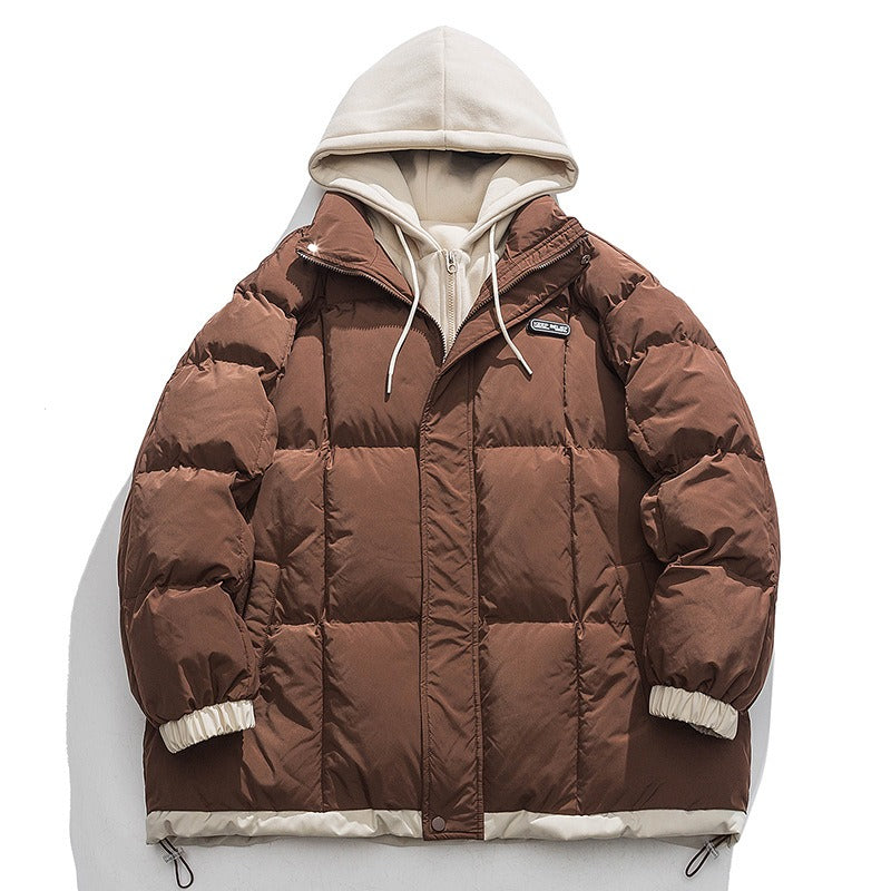 Harajuku Style Thickened Hooded Cotton Jacket for Men