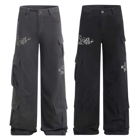 Harajuku Style Multi-Pocket Straight Leg Workwear Pants
