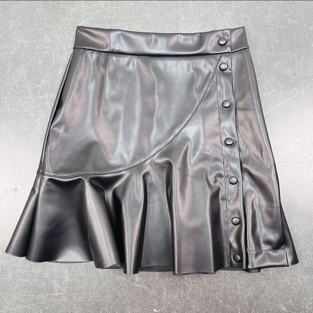 Versatile Leather Irregular Hot Girl Skirt