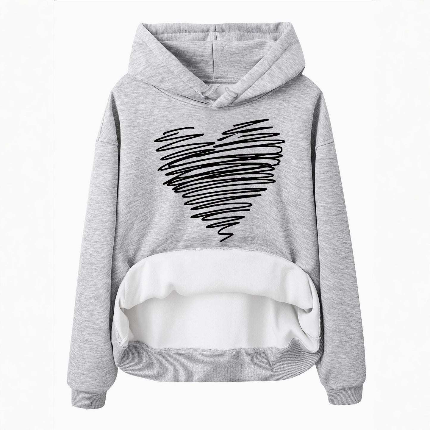 Hoodie with Heart-Shaped Pattern