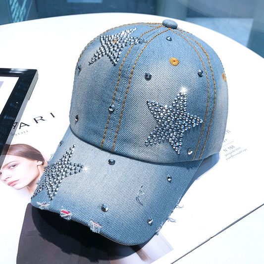 Harajuku Style Cowboy Baseball Hat with Rhinestones