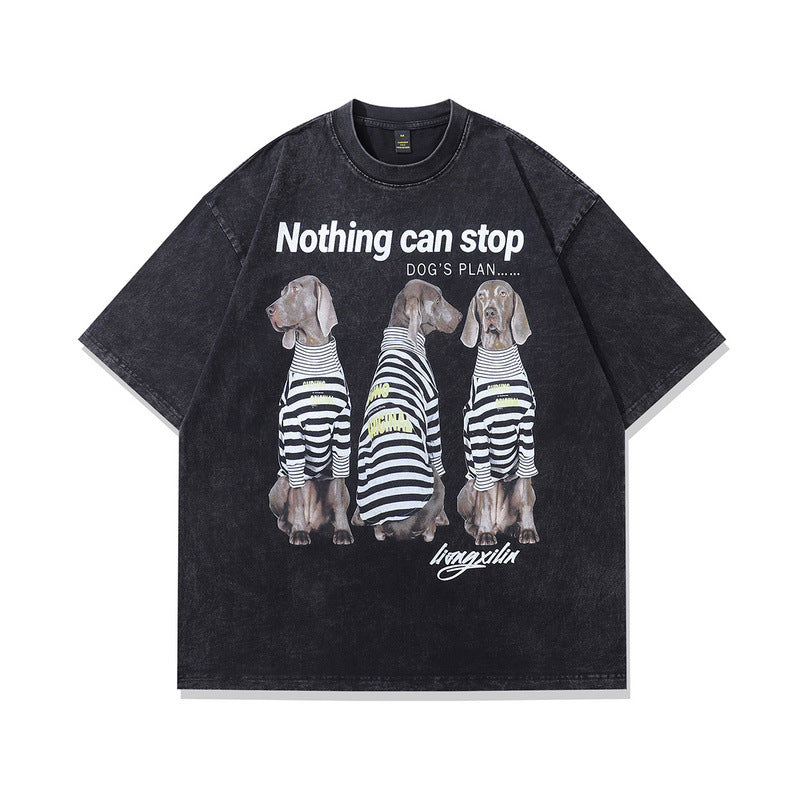 Harajuku Style Water-Washed Vintage Loose Fit Cotton Tee