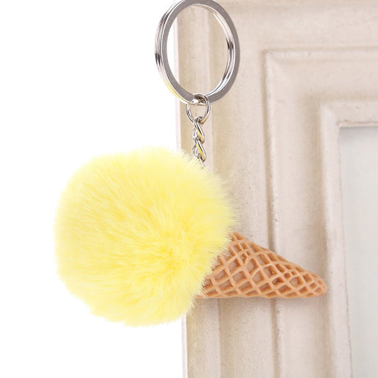 Fur Ball Ice Cream Cone Keychain