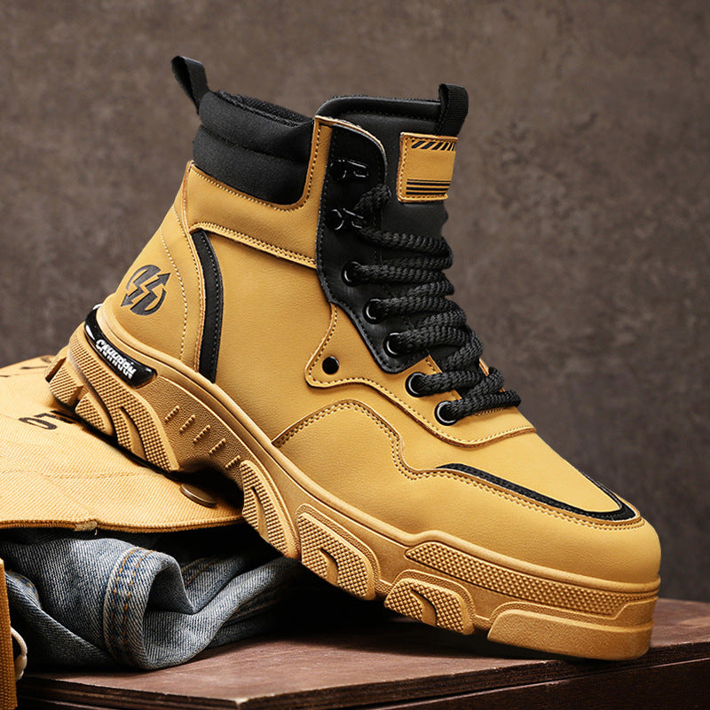 Harajuku Style  Boots - Versatile Yellow Motorcycle Boots