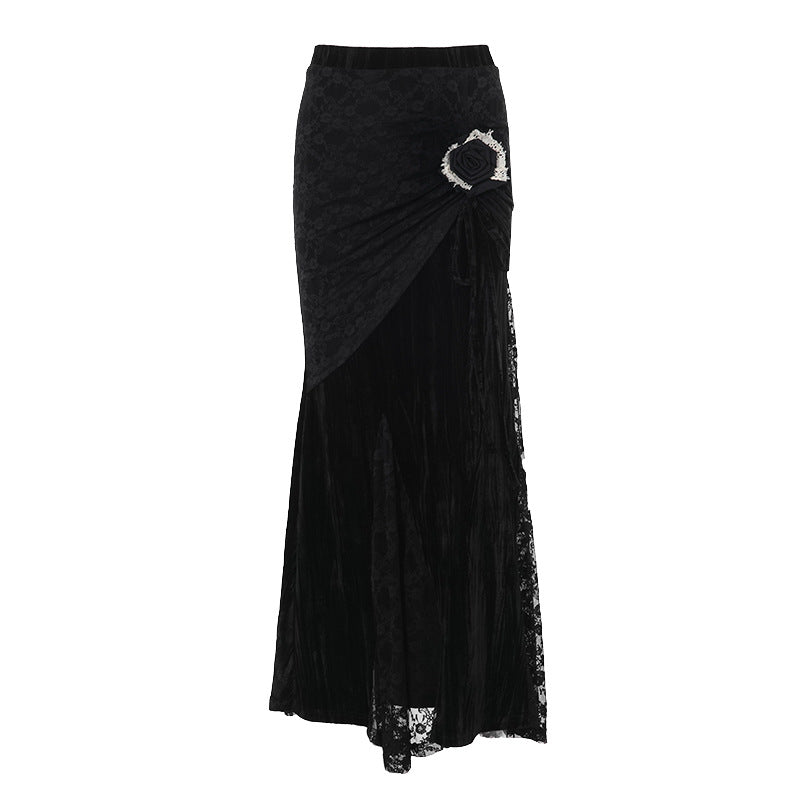 Elegant Romantic 3D Floral Skirt with Tulle Splicing for Women