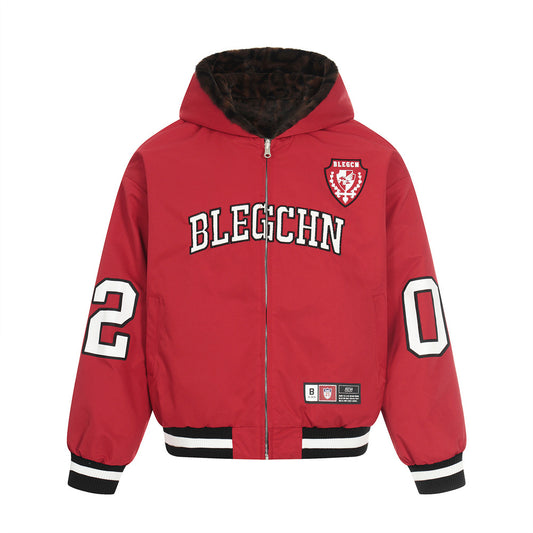 Men’s Reversible Leopard Hooded Jacket – Loose-Fit High Street Zip Coat