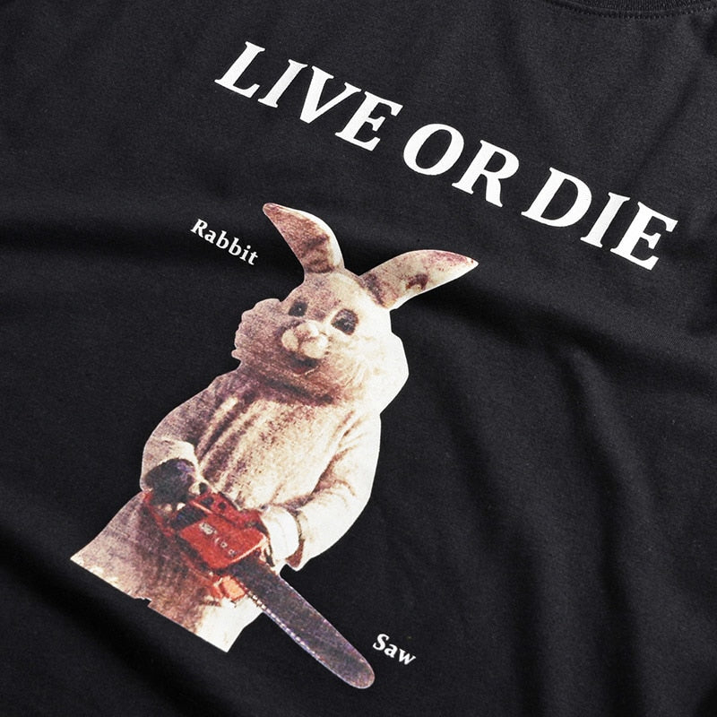 Playful Rabbit Saw Print T-Shirt - Unisex Streetwear