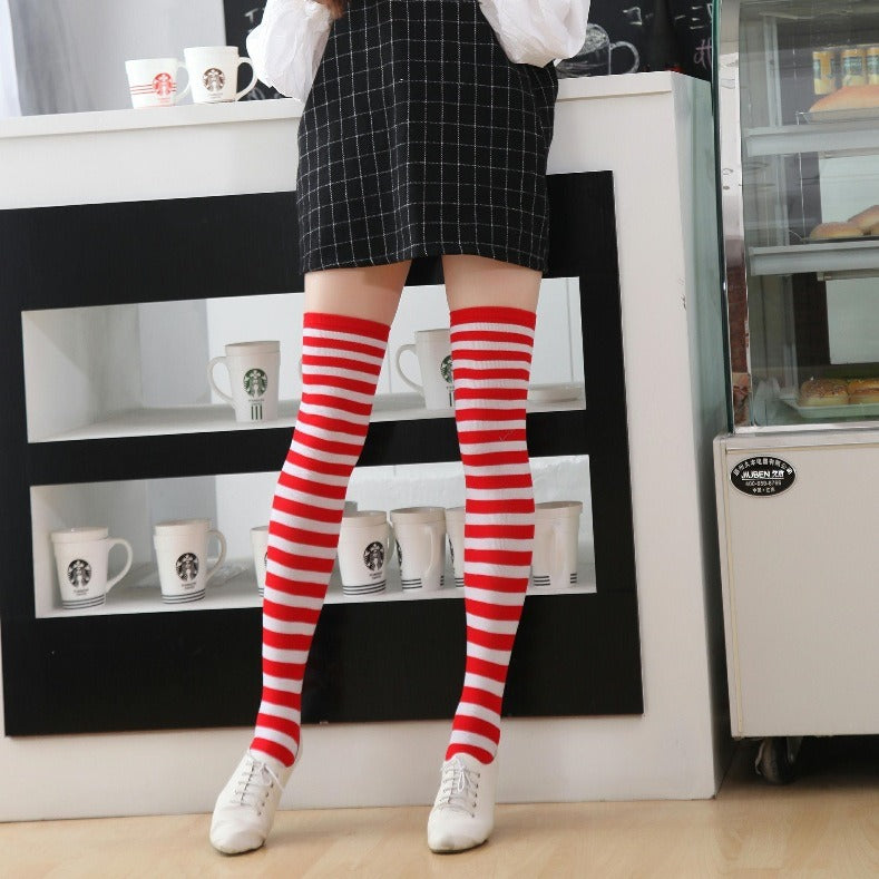 Trendy Striped Thigh High Socks