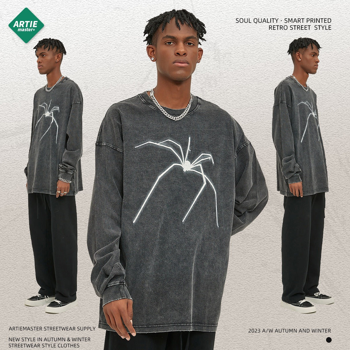 Washed & Worn Playful Long Sleeved T-Shirt for Men
