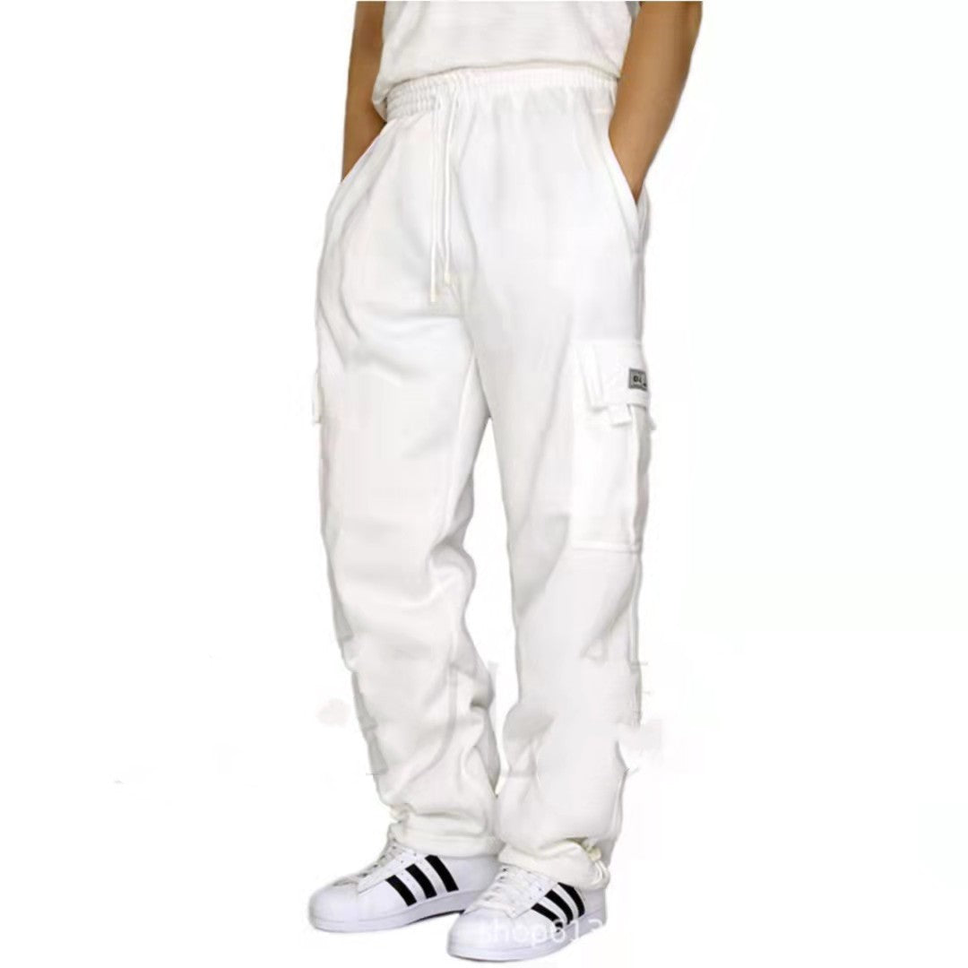 Harajuku Style Casual Pants with Plush Cuffs and Pockets