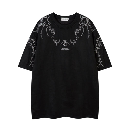 Harajuku Style Embroidered Short Sleeved T-Shirt