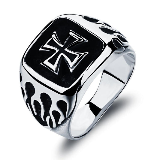 Punk Silver Plated Black Rings - Perfect for Halloween