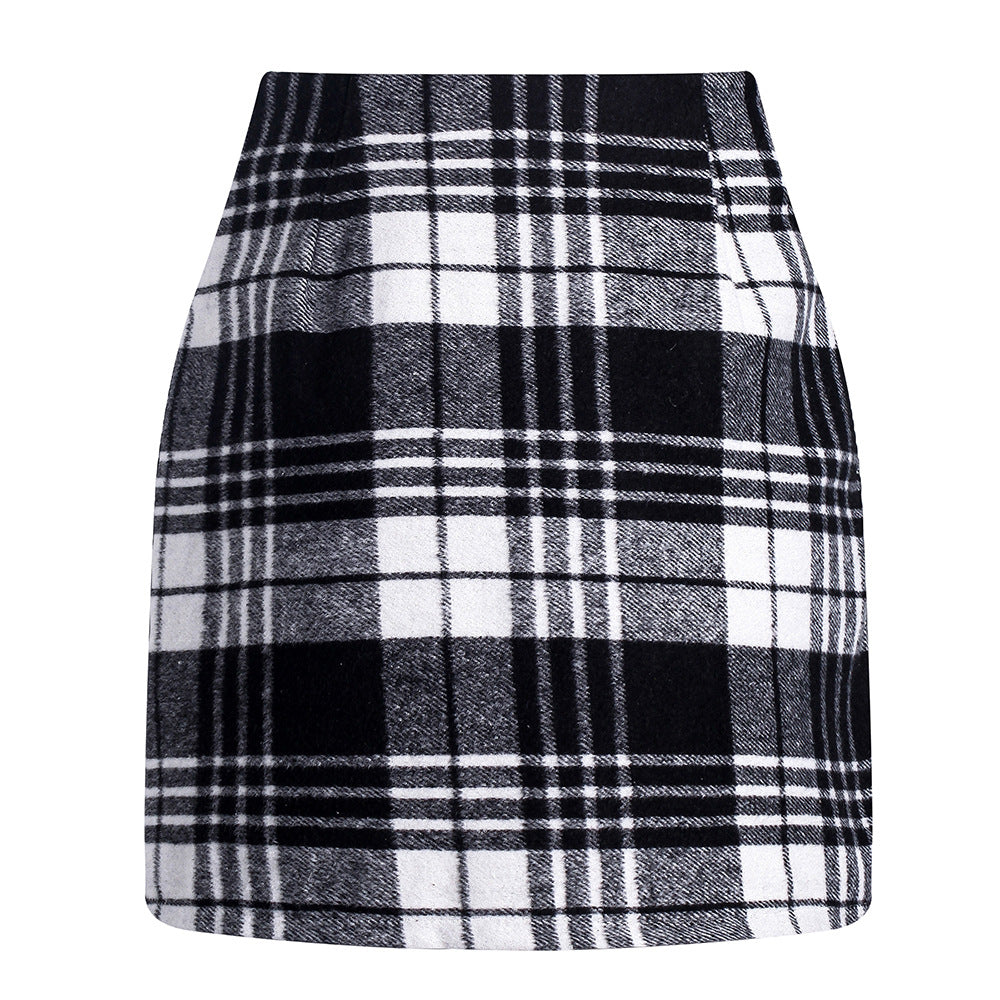 Women's High Waisted Plaid Pencil Skirt - Harajuku Style