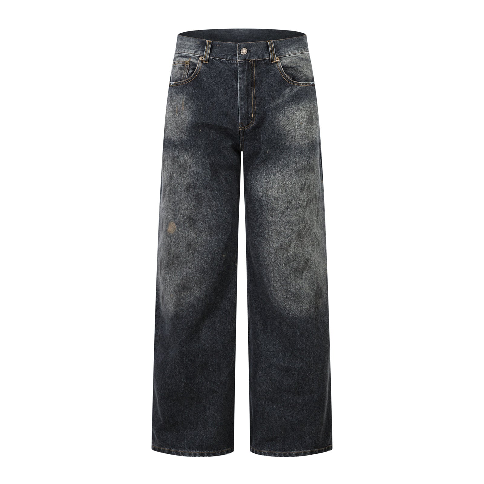Playful Harajuku Straight Leg Jeans in Washed Black