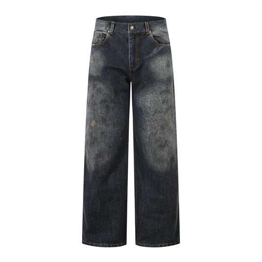 Playful Harajuku Straight Leg Jeans in Washed Black