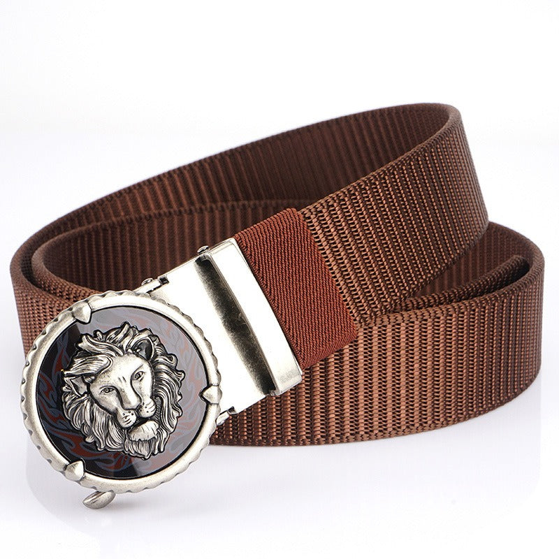 Playful Tank Patterned Nylon Waist Belt with Alloy Automatic Buckle
