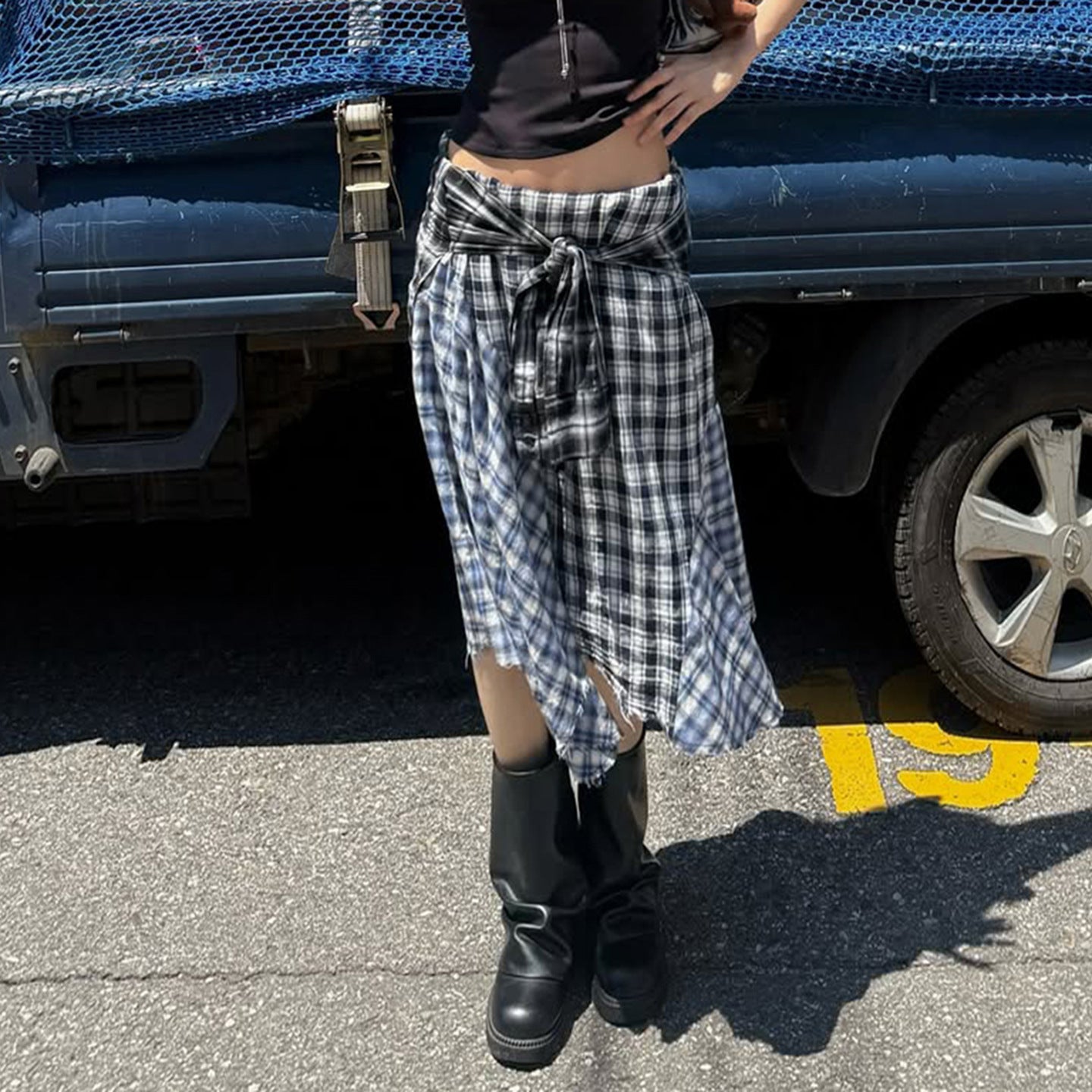 College Style Patchwork Spicy Girl Half Skirt