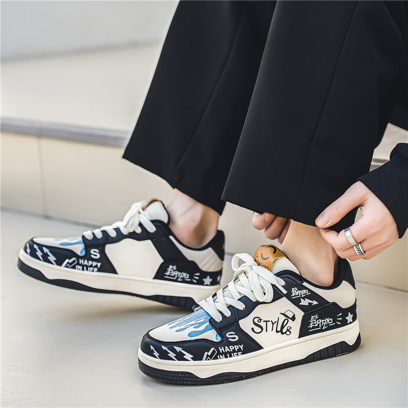 Korean Color Block Low Cut Lace-Up Men’s Casual Shoes