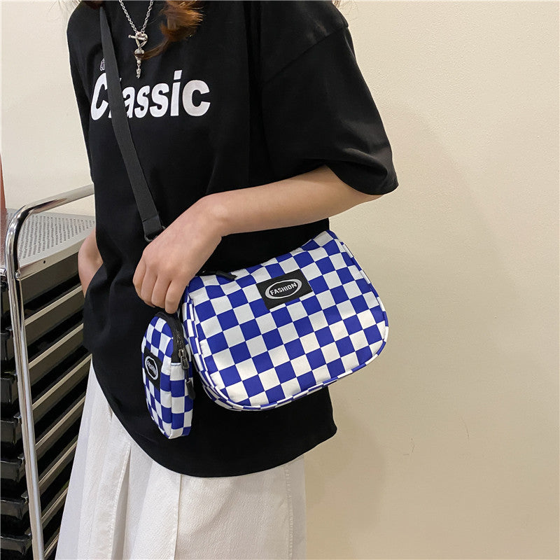 Trendy Checkerboard Messenger Bag - Harajuku Style