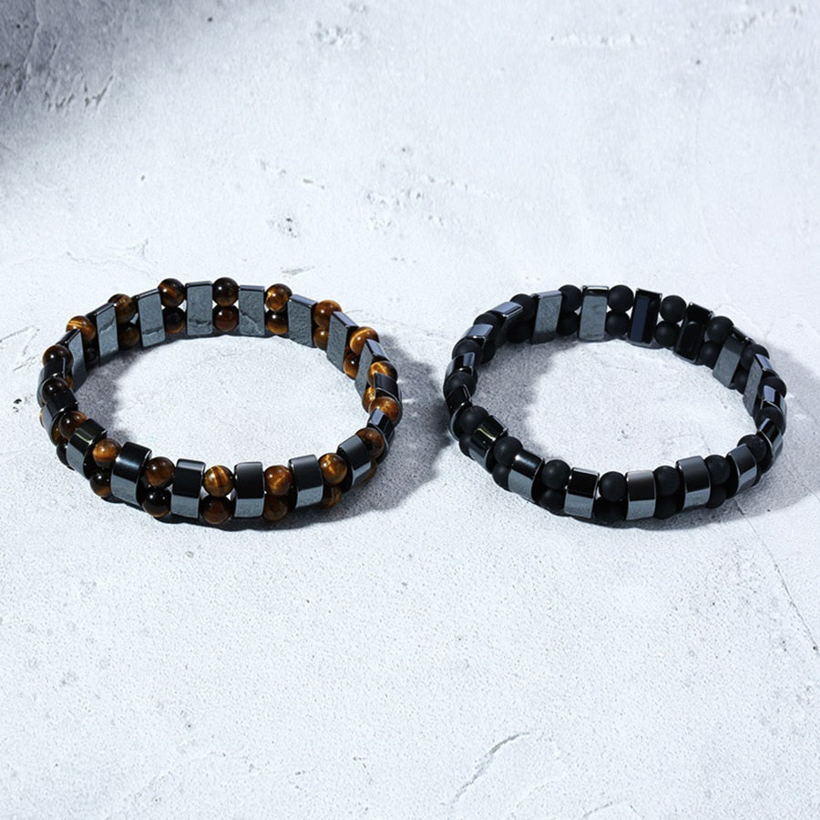 Double Hematite Tiger's Eye Charm Bracelets