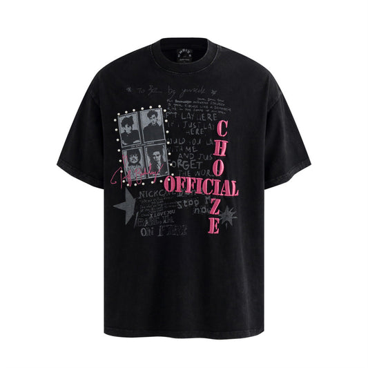 Character-Made Vintage Short-Sleeved T-Shirt — Harajuku Street Style Cotton Blend