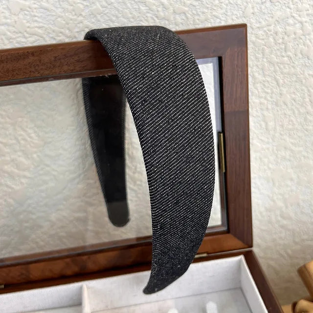 Retro Wide Edge Denim Headband for Women