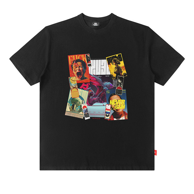 Flame Print Oversize Cotton T-Shirt for Men