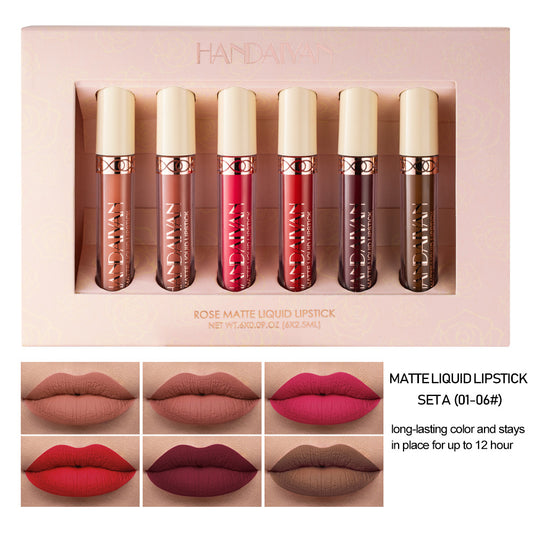 Harajuku Style 6 Matte Rose Lip Gloss Set - Gift Box