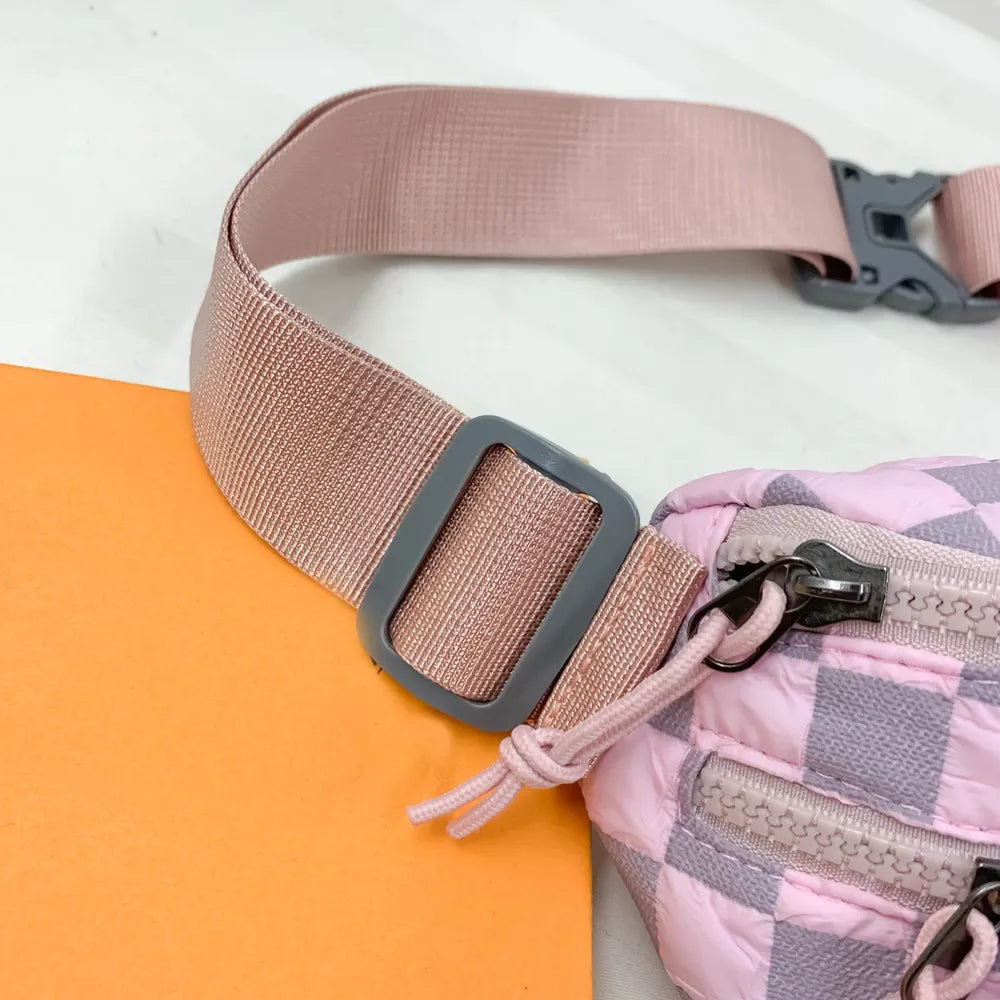 Harajuku Checkered Adjustable Strap Crossbody Bag