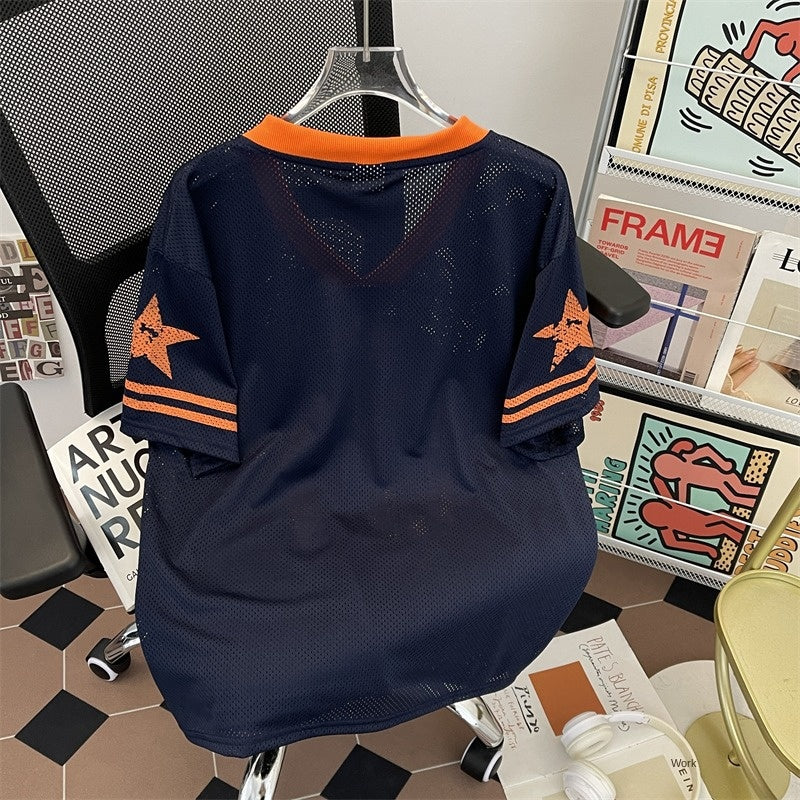 Leisure Sports Mesh V-Neck Short-Sleeved T-Shirt for Men