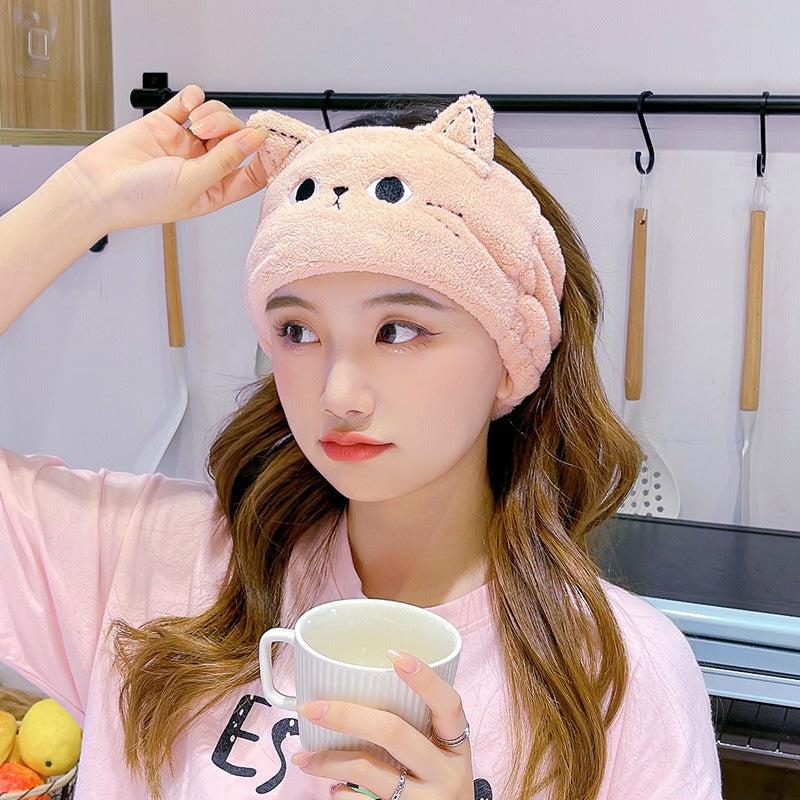 Cute Coral Velvet Bean Cat Ears Hair Ties Headband