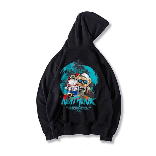Playful Cartoon Bear Oversized Hoodie for Men