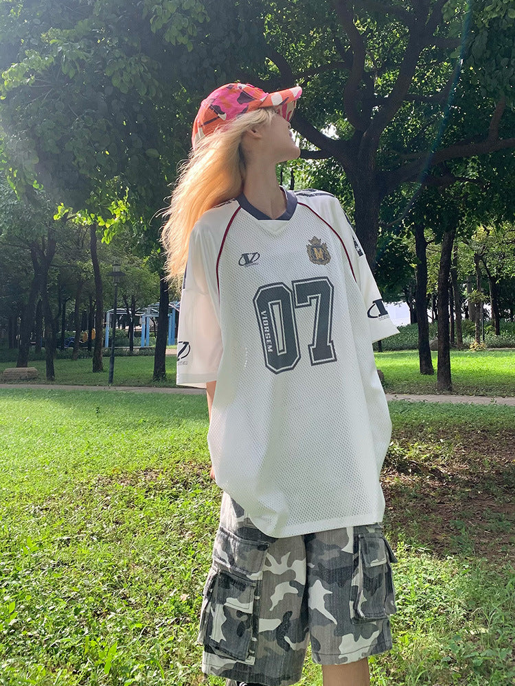 Harajuku Style Mesh Short Sleeved T-Shirt for Women