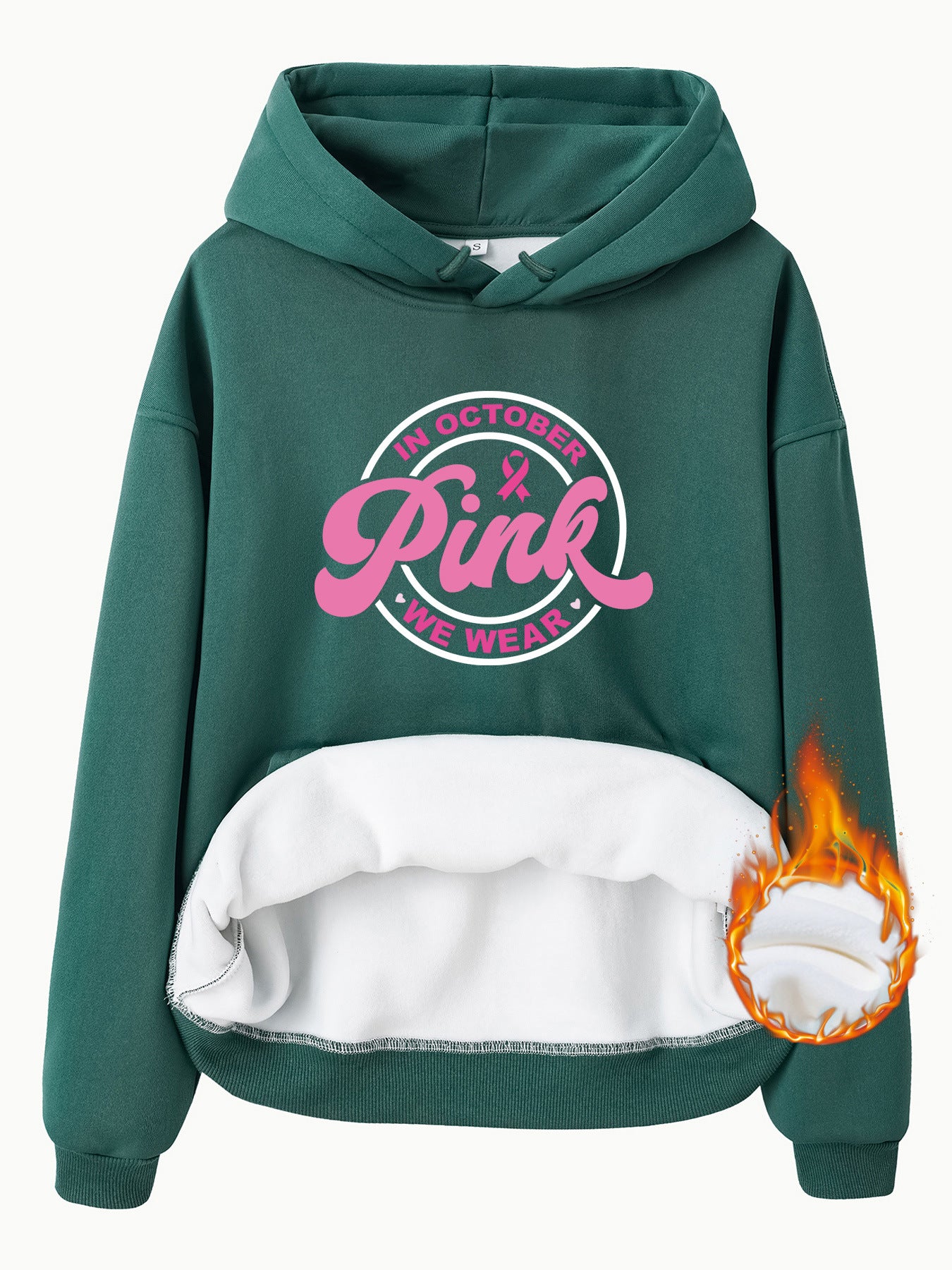 Breast Cancer Awareness Velvet Hooded Sweatshirt