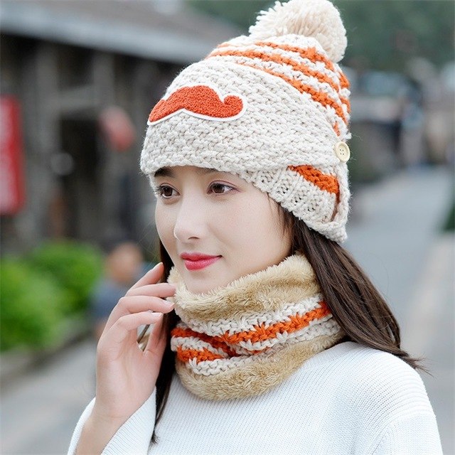 Striped Knitted Hat Beanies