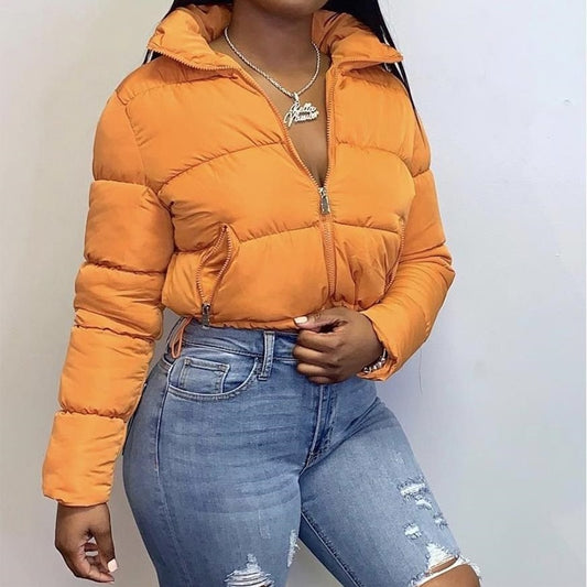 Harajuku Style Long Sleeve Zip-Up Parka for Women