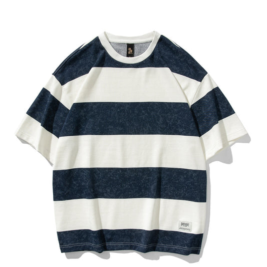 Striped Loose Fit Men's Short Sleeve Shirt