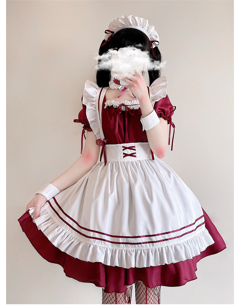 Japanese Black and White Maid Outfit Women's Clothing, Cute Lolita Dress, Daily Wear, Plus Size Cosplay