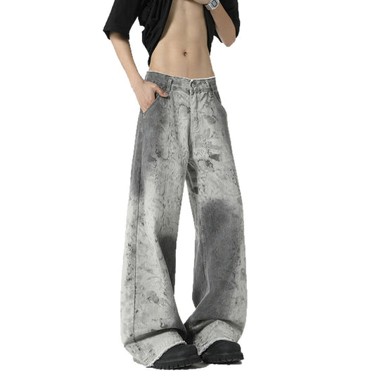 Tie Dye Casual Denim Wide Leg Pants