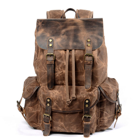 Men's Oil Wax Canvas Retro Backpack