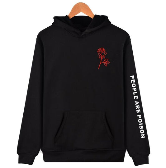Playful Poison Rose Print Hoodie - Unisex Harajuku Style