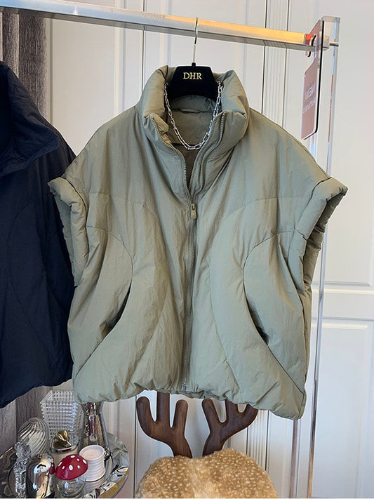 Harajuku Style Stand Collar Loose Down Jacket Vest