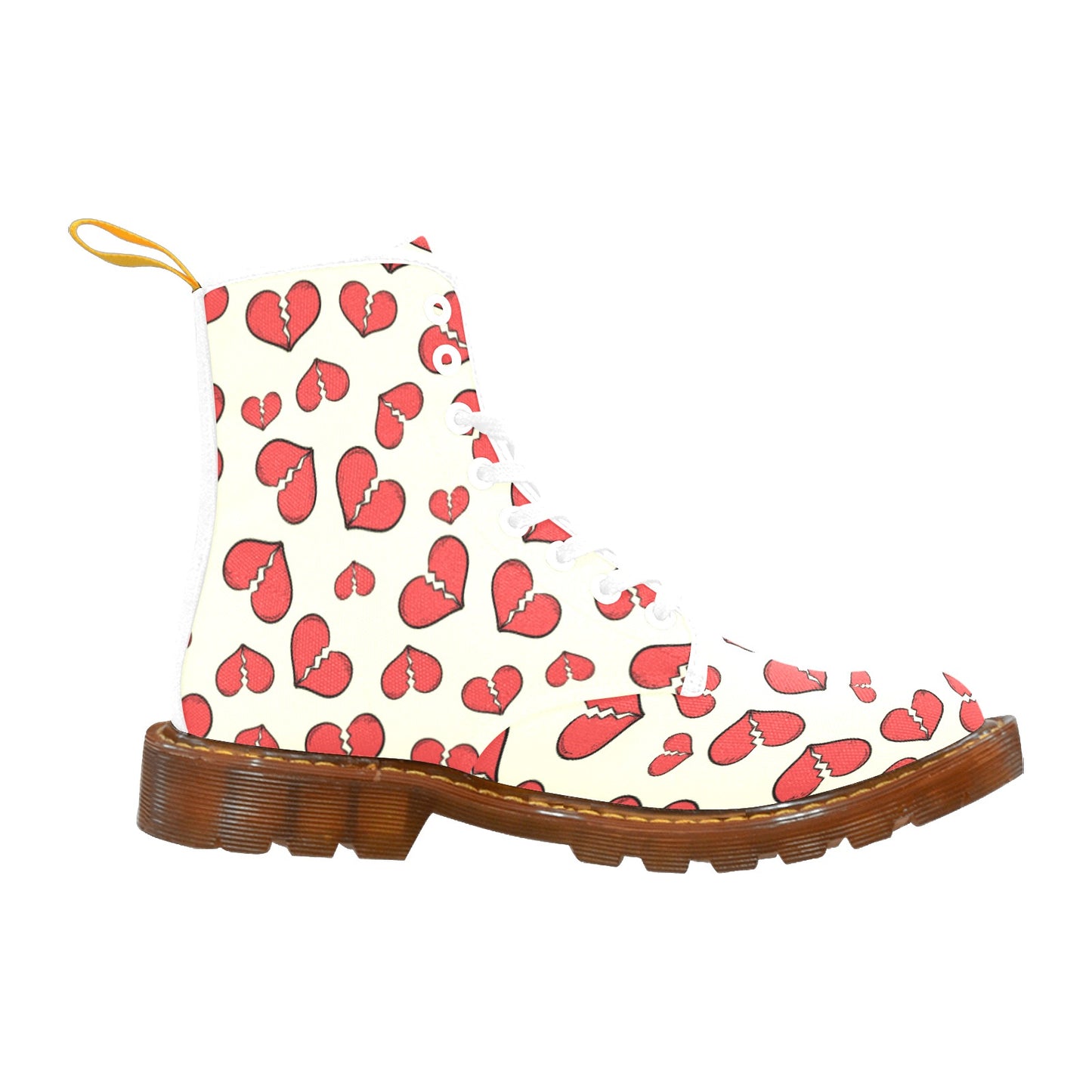 Broken Hearts Women's Lace Up Canvas Boots - Brown Sole