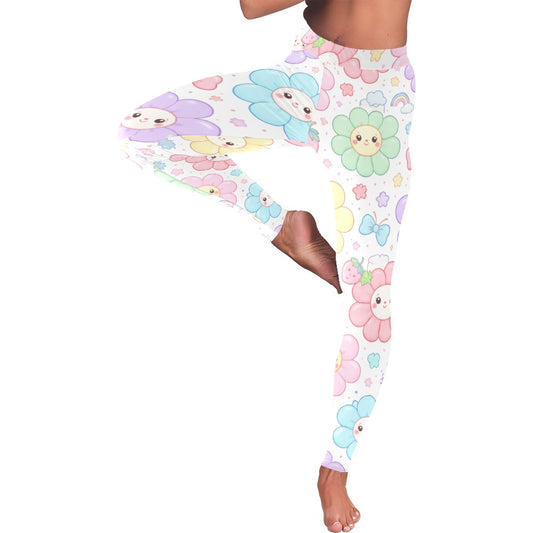 Harajuku Floral Pattern Pastel Women's All-Over Low Rise Leggings