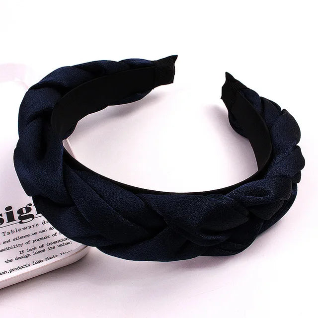 Women Satin Cross Hairbands - Twisted Braid Headband